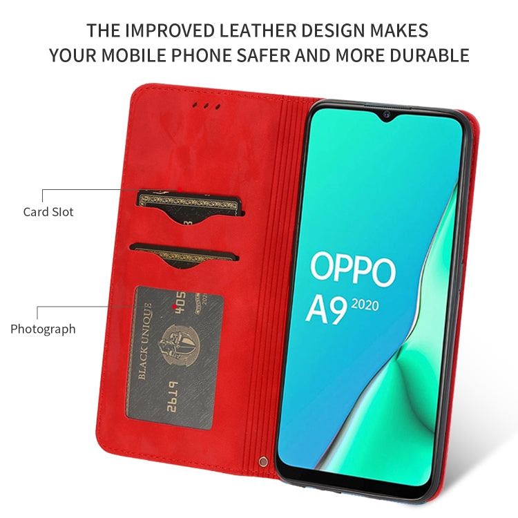Custodia in pelle a vibrazione orizzontale magnetica per affari Retro Skin Feel, For OPPO A9 2020 & A5 2020 & A11X, For OPPO Reno 2Z & Reno 2F
