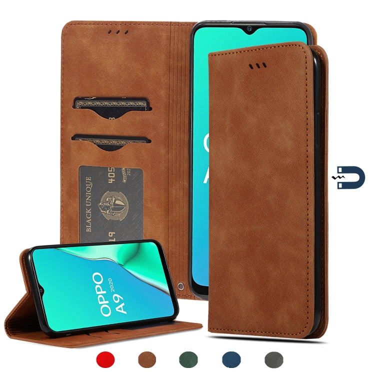 Custodia in pelle a vibrazione orizzontale magnetica per affari Retro Skin Feel, For OPPO A9 2020 & A5 2020 & A11X, For OPPO Reno 2Z & Reno 2F