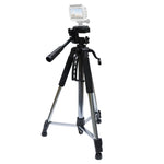 L-1200 Treppiede per fotocamera Staffa per trasmissione dal vivo per telefoni cellulari, fotocamere, proiettori 55-148 cm Treppiede universale regolabile (Argento), L-1200