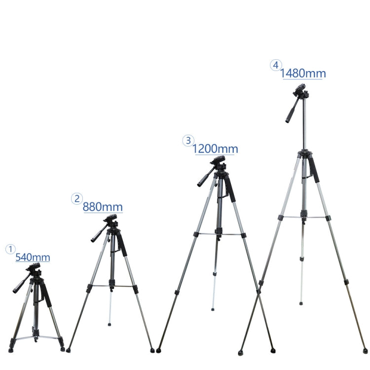 L-1200 Treppiede per fotocamera Staffa per trasmissione dal vivo per telefoni cellulari, fotocamere, proiettori 55-148 cm Treppiede universale regolabile (Argento), L-1200