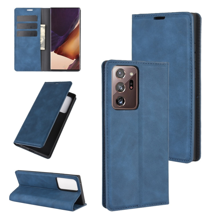 Per Samsung Galaxy Note20 Custodia in pelle con ventosa magnetica per affari ultra retrò con supporto, slot per carte e portafoglio, For Samsung Galaxy Note20 Ultra