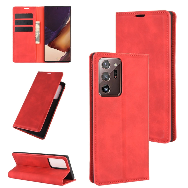 Per Samsung Galaxy Note20 Custodia in pelle con ventosa magnetica per affari ultra retrò con supporto, slot per carte e portafoglio, For Samsung Galaxy Note20 Ultra