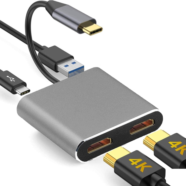 ZS-SG4T1HD2 4-in-1 da tipo C a doppia porta HDMI + USB 3.0 + porta di ricarica PD di tipo C Adattatore dock HD multifunzionale