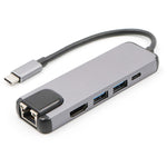 Hub USB-C 5 in 1 con HDMI 4K, RJ45, USB 3.0 e PD