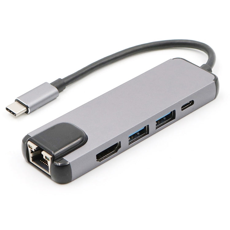 Hub USB-C 5 in 1 con HDMI 4K, RJ45, USB 3.0 e PD