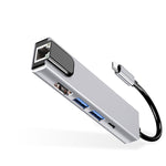 Hub USB-C 5 in 1 con HDMI 4K, RJ45, USB 3.0 e PD