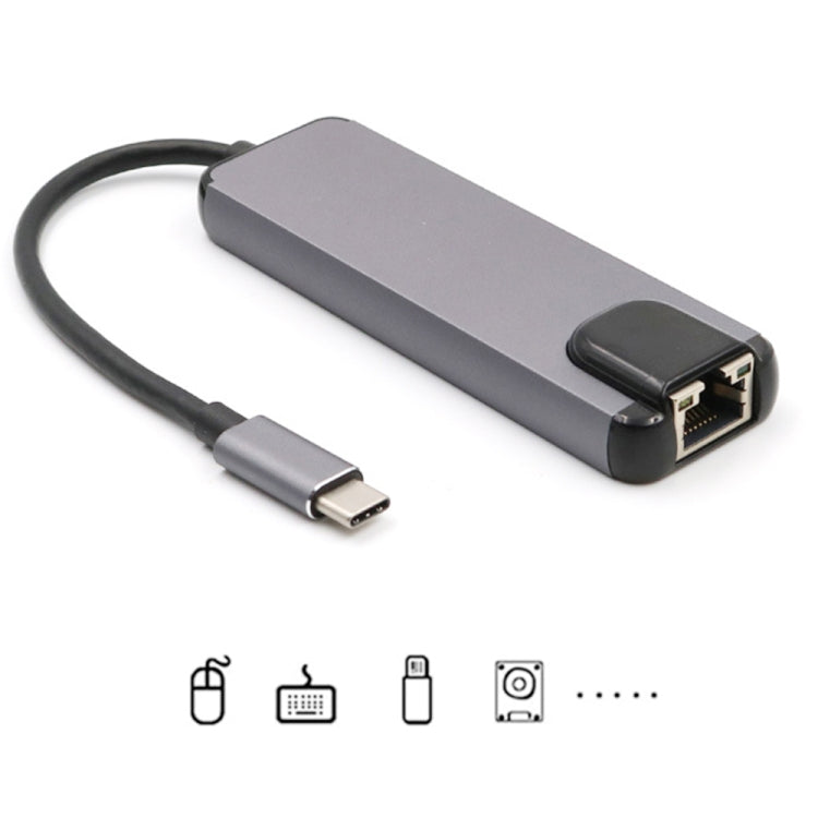 Hub USB-C 5 in 1 con HDMI 4K, RJ45, USB 3.0 e PD