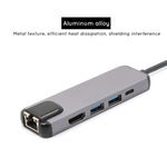 Hub USB-C 5 in 1 con HDMI 4K, RJ45, USB 3.0 e PD