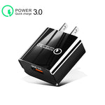 Caricabatterie rapido USB QC3.0 18W con spina USA