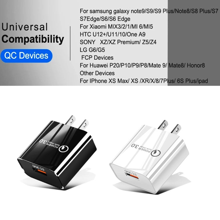 Caricabatterie rapido USB QC3.0 18W con spina USA
