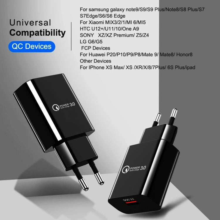 Caricabatterie rapido USB QC3.0 18W con spina europea EU
