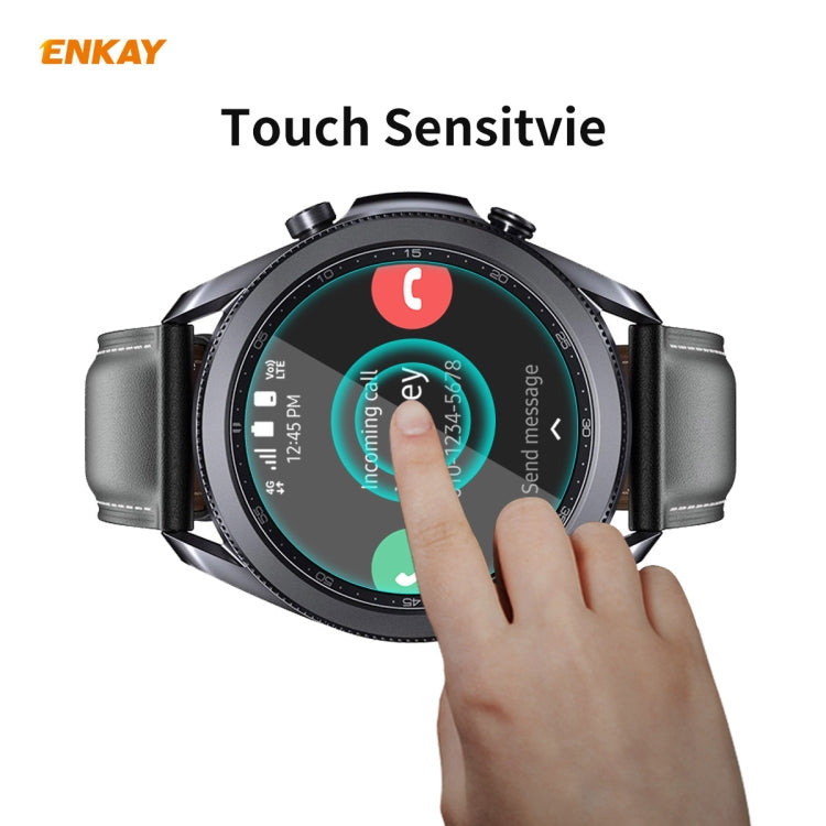 ENKAY Hat-Prince 0.2mm 9H 2.15D Pellicola proteggi schermo in vetro temperato con bordo curvo, For Samsung Galaxy Watch 3 45mm, For Samsung Galaxy Watch 3 41mm
