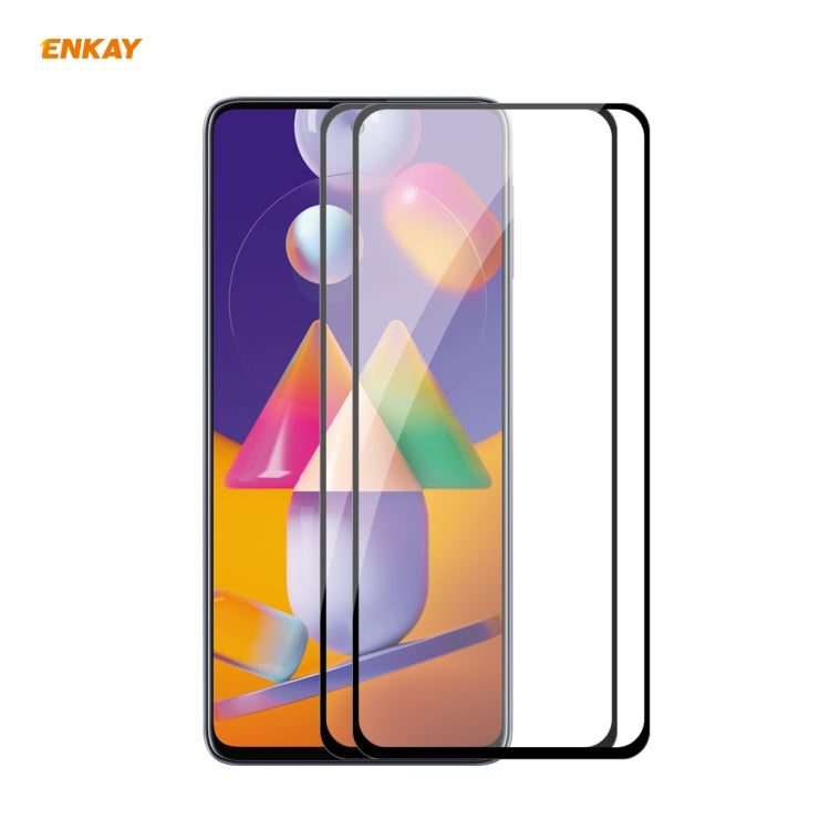 2 PZ ENKAY Hat-Prince Full Glue 0.26mm 9H 2.5D Pellicola a copertura totale in vetro temperato, For Samsung Galaxy M31s, For OnePlus Nord