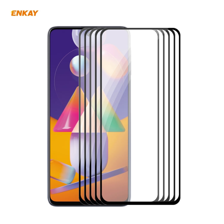 5 PZ ENKAY Hat-Prince Full Glue 0.26mm 9H 2.5D Pellicola a copertura totale in vetro temperato, For Samsung Galaxy M31s, For OnePlus Nord