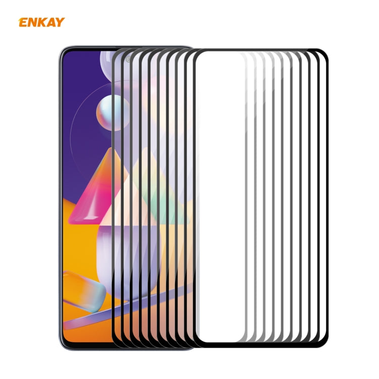 10 PZ ENKAY Hat-Prince Full Glue 0.26mm 9H 2.5D Pellicola a copertura totale in vetro temperato, For Samsung Galaxy M31s, For OnePlus Nord