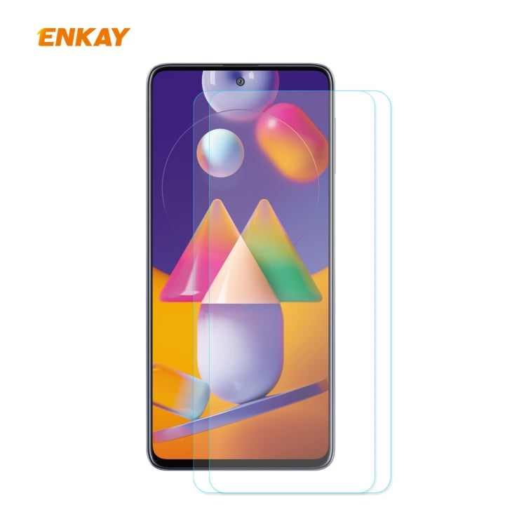 2 PZ ENKAY Hat-Prince 0.26mm 9H 2.5D Pellicola in vetro temperato con bordo curvo, For OnePlus Nord, For Galaxy M31s 2 PCS