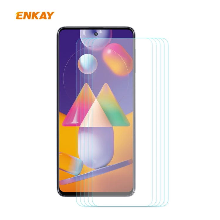 5 PZ ENKAY Hat-Prince 0.26mm 9H 2.5D Pellicola in vetro temperato con bordo curvo, For OnePlus Nord, For Galaxy M31s 5 PCS