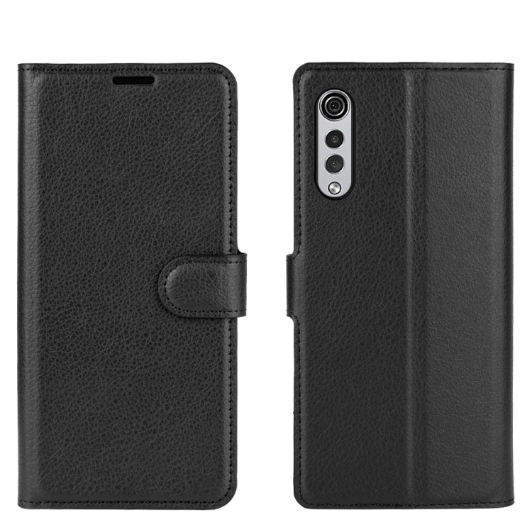 Per LG Velvet Litchi Texture Custodia protettiva a vibrazione orizzontale con supporto, slot per schede e portafoglio, For LG Velvet