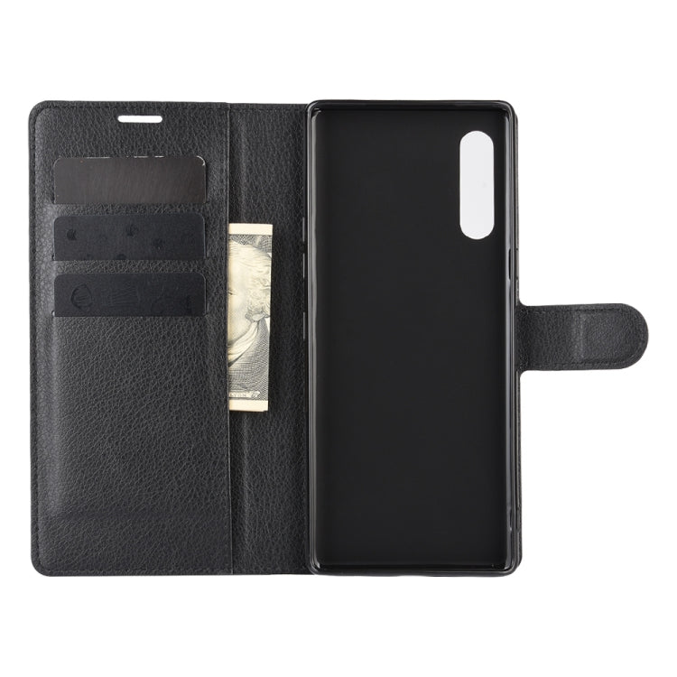 Per LG Velvet Litchi Texture Custodia protettiva a vibrazione orizzontale con supporto, slot per schede e portafoglio, For LG Velvet