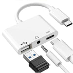 Adattatore OTG USB-C 3 in 1 con jack cuffie 3,5 mm