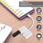 Adattatore OTG USB-C 3 in 1 con jack cuffie 3,5 mm