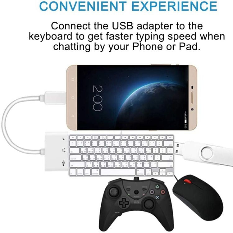 Adattatore OTG USB-C 3 in 1 con jack cuffie 3,5 mm