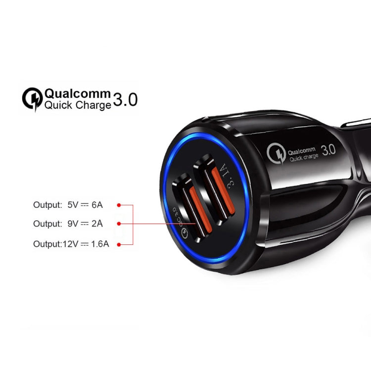 Qc3.0 Dual USB 6A Caricabatterie rapido per veicoli / Tablet per telefoni cellulari Ricarica rapida, LZ-681 (Black), LZ-681 (White)
