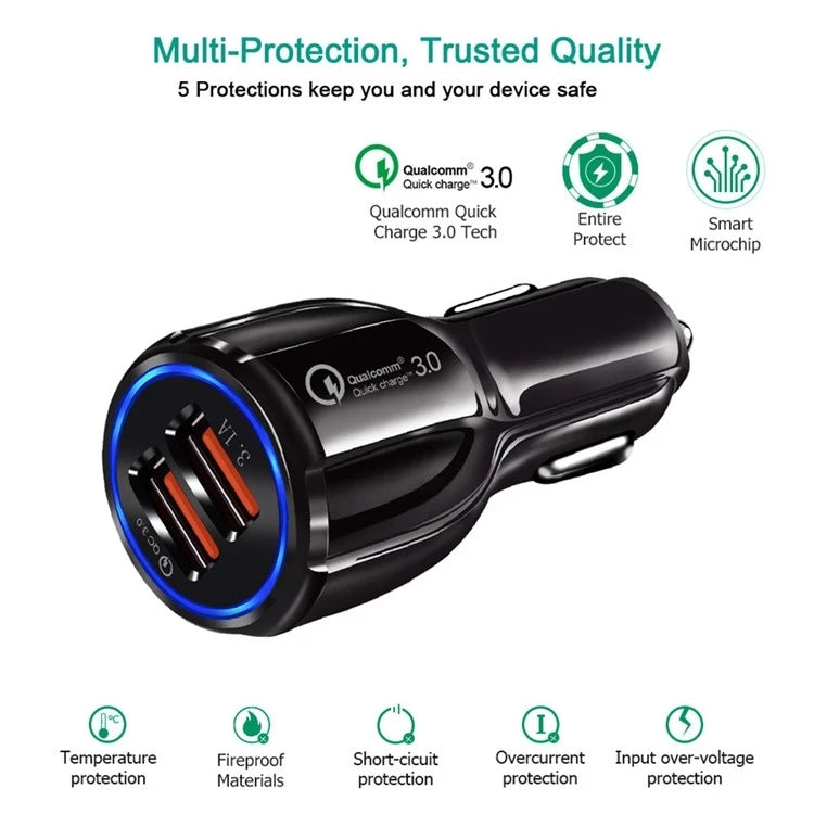 Qc3.0 Dual USB 6A Caricabatterie rapido per veicoli / Tablet per telefoni cellulari Ricarica rapida, LZ-681 (Black), LZ-681 (White)
