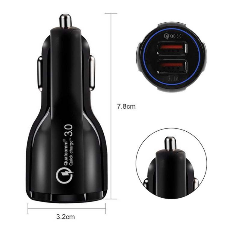 Qc3.0 Dual USB 6A Caricabatterie rapido per veicoli / Tablet per telefoni cellulari Ricarica rapida, LZ-681 (Black), LZ-681 (White)