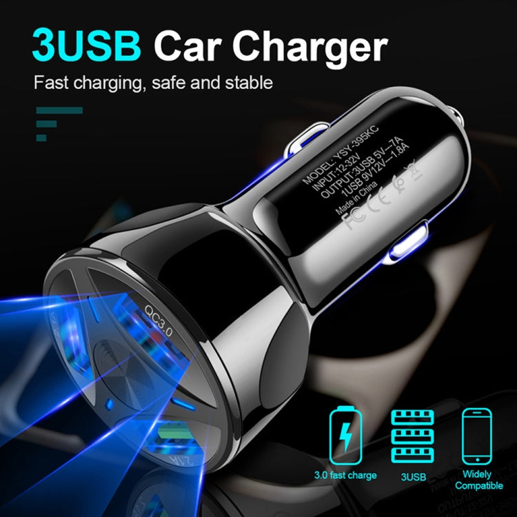 QC3.0 3 Caricabatterie per veicoli ad alta potenza USB 35W / Caricabatterie universale per veicoli tablet per telefoni cellulari