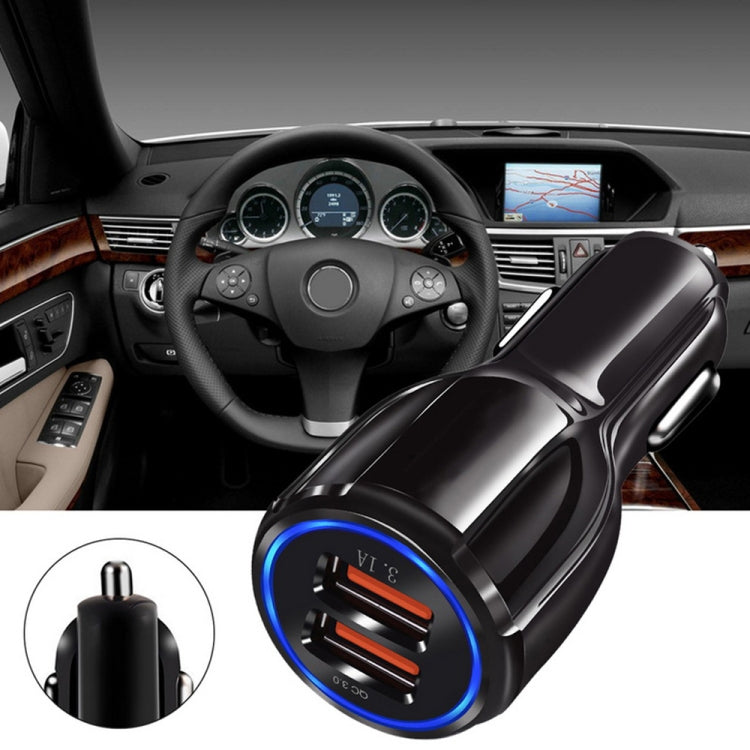 Caricabatteria per auto doppio USB Qc3.0 + kit di ricarica per auto con linea di ricarica rapida a 8 pin, 8 Pin (Black), 8 Pin (White)