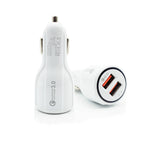 Caricabatteria da auto doppio USB Qc3.0 + kit di ricarica per auto con cavo di ricarica rapida micro USB, Micro USB (White), Micro USB (Black)