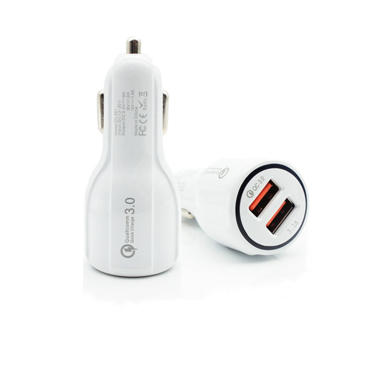 Caricabatteria da auto doppio USB Qc3.0 + kit di ricarica per auto con cavo di ricarica rapida micro USB, Micro USB (White), Micro USB (Black)