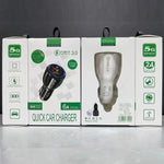 Caricabatteria da auto doppio USB Qc3.0 + kit di ricarica per auto con cavo di ricarica rapida micro USB, Micro USB (White), Micro USB (Black)