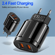 Caricatore da viaggio con testa di ricarica universale per tablet portatile con doppia USB per telefono cellulare, spina europea, EU Plug