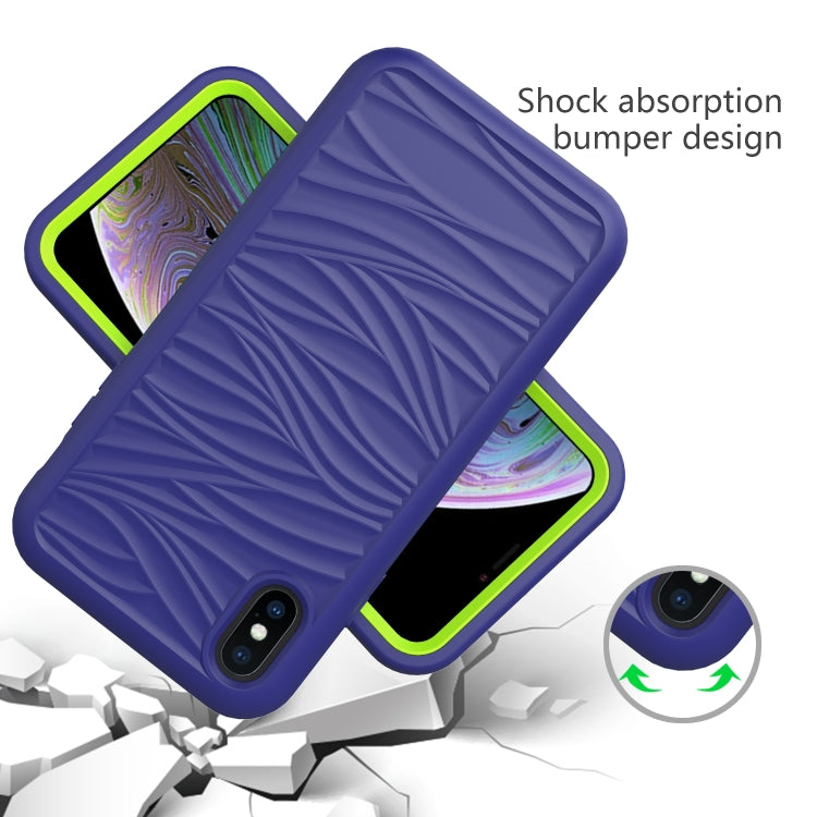 Per iPhone XR Wave Pattern 3 in 1 Custodia protettiva antiurto in silicone + PC