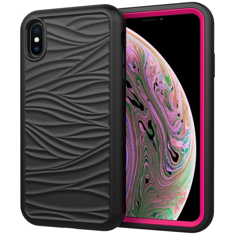 Per iPhone XR Wave Pattern 3 in 1 Custodia protettiva antiurto in silicone + PC
