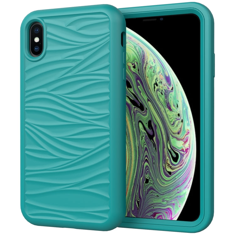 Per iPhone XR Wave Pattern 3 in 1 Custodia protettiva antiurto in silicone + PC