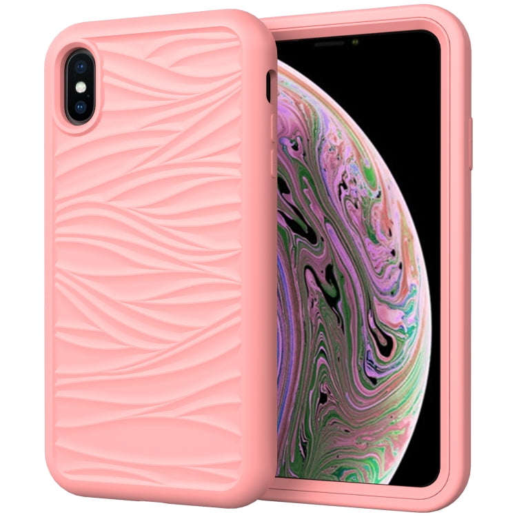 Per iPhone XR Wave Pattern 3 in 1 Custodia protettiva antiurto in silicone + PC