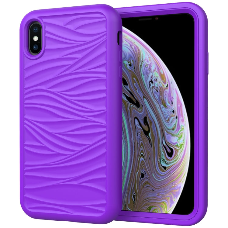 Per iPhone XR Wave Pattern 3 in 1 Custodia protettiva antiurto in silicone + PC