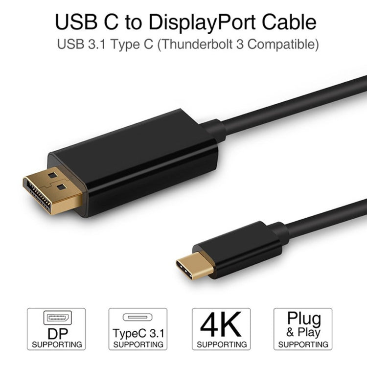 Cavo adattatore DP per collegamento DisplayPort da tipo C a DP 4K 60 Hz, lunghezza cavo: 1,8 m
