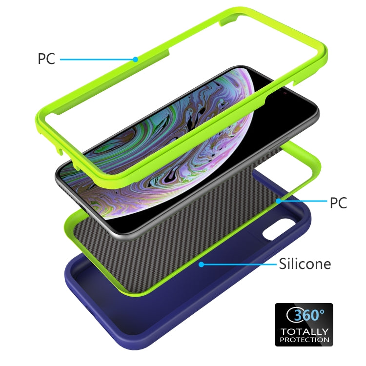 Per iPhone X e XS Wave Pattern 3 in 1 Custodia protettiva antiurto in silicone + PC