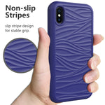 Per iPhone X e XS Wave Pattern 3 in 1 Custodia protettiva antiurto in silicone + PC