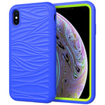 Per iPhone XS Max Wave Pattern 3 in 1 Custodia protettiva antiurto in silicone + PC