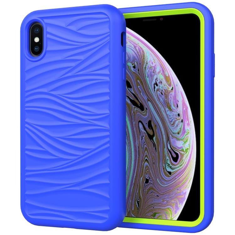 Per iPhone XS Max Wave Pattern 3 in 1 Custodia protettiva antiurto in silicone + PC