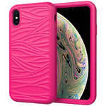 Per iPhone XS Max Wave Pattern 3 in 1 Custodia protettiva antiurto in silicone + PC