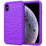Per iPhone XS Max Wave Pattern 3 in 1 Custodia protettiva antiurto in silicone + PC