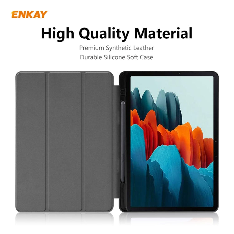 ENKAY ENK-8011 Custodia Smart in pelle PU + TPU con slot per penna per Samsung Galaxy Tab S7 11.0 T870 / T875, For Galaxy Tab S8 / Galaxy Tab S7 11.0