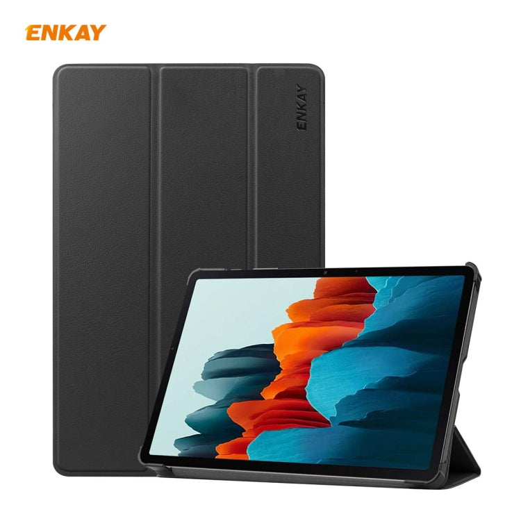 ENKAY ENK-8010 Smart Case in pelle PU + plastica con supporto a tre pieghe per Samsung Galaxy Tab S7 11.0 T870 / T875, For Galaxy Tab S8 / Galaxy Tab S7 11.0