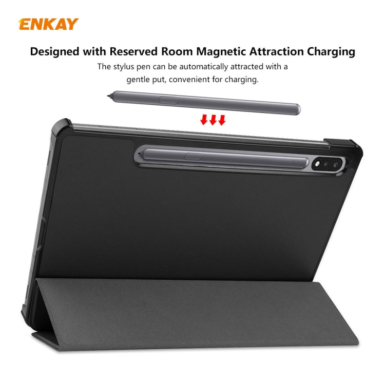 ENKAY ENK-8010 Smart Case in pelle PU + plastica con supporto a tre pieghe per Samsung Galaxy Tab S7 11.0 T870 / T875, For Galaxy Tab S8 / Galaxy Tab S7 11.0